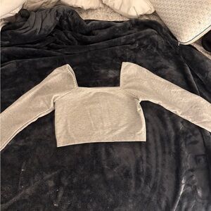Gray Long Sleeve Crop Top